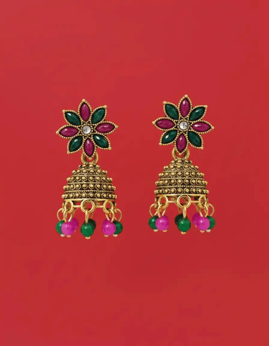 Vibrant Ethnic Jhumka Combo (Set of 3 Pairs)