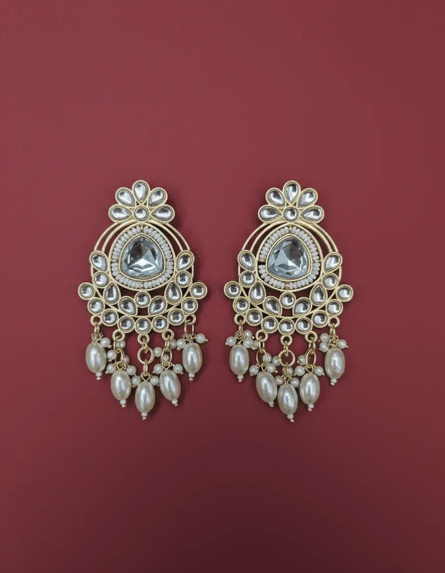 Festive jhumka with white pearls